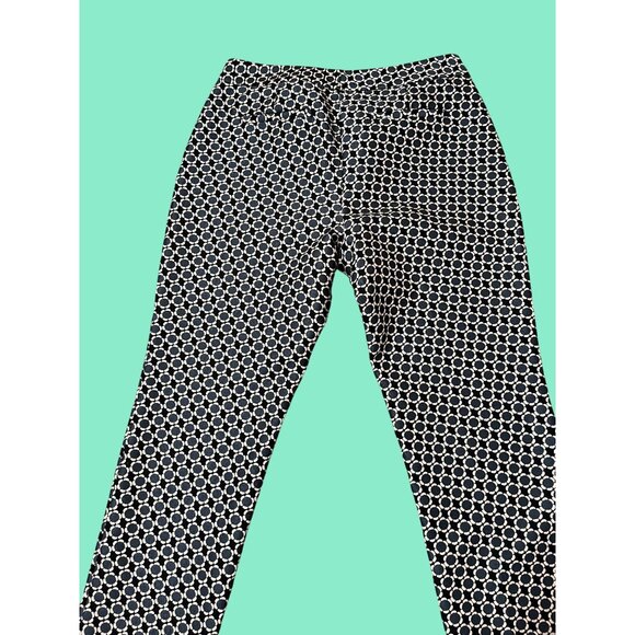 Ann Taylor Factory Womens Signature Pants Size 10 Black & Pink Circle Pattern - Picture 2 of 5